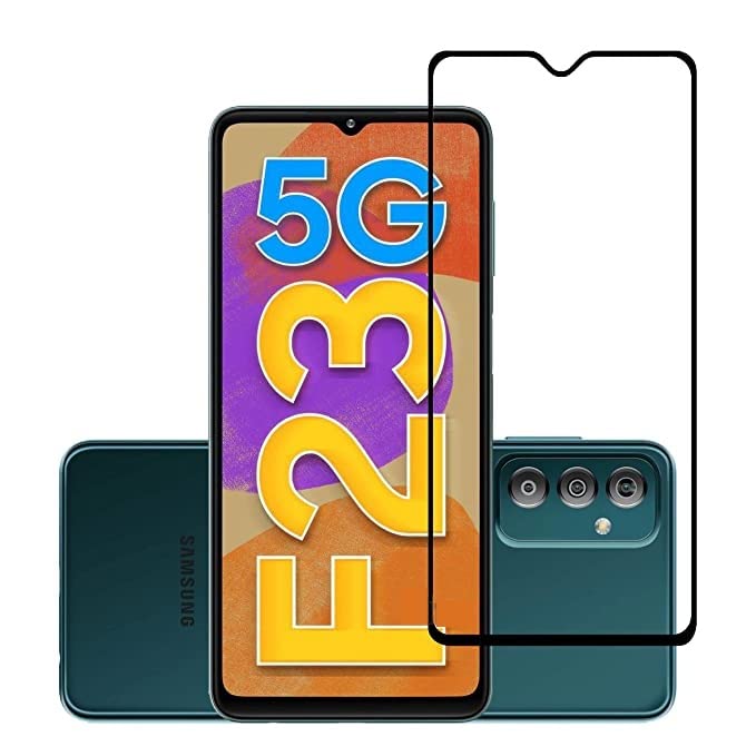 Image of Screen Protector for Samsung Galaxy F23 5G (Black) Tempered Glass Edge-to-Edge 6D Screen Guard With Installation Kit