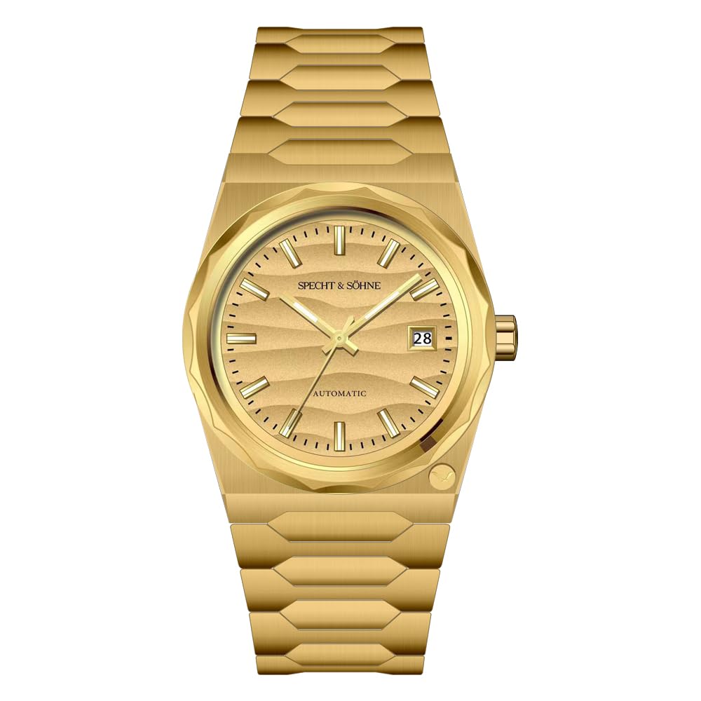SPECHT&SOHNESpecht & Söhne 222 Gold Watch Men's Watches Automatic Mechanical Wriswatch Japan NH35 Movt Sports Wristwatch 37MM Waterproof