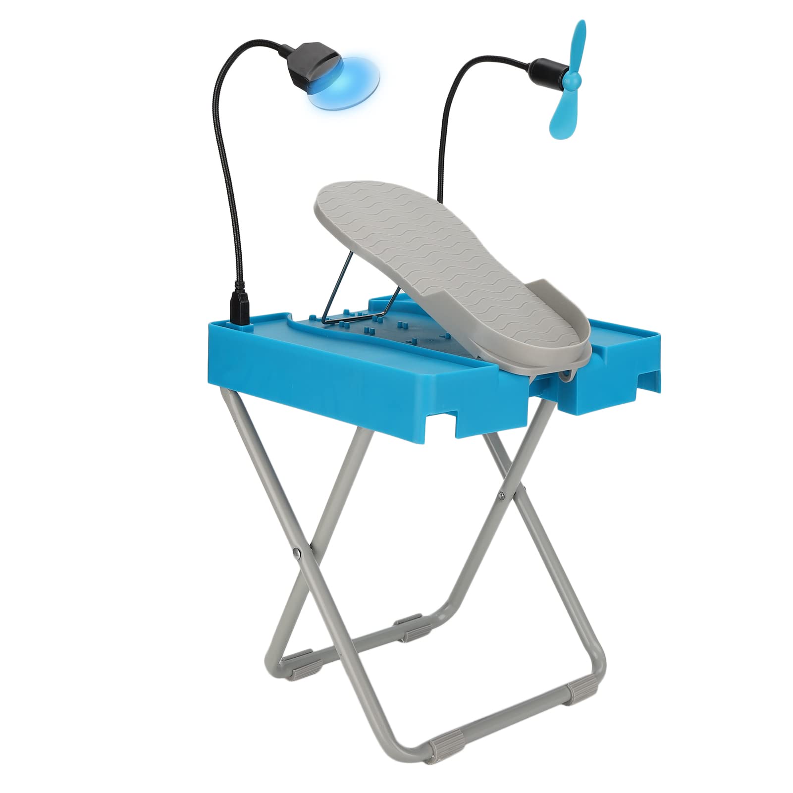 Reposapies, Apoya Pies, Reposapiés de Pedicura Antideslizante, Soporte de Pie de Pedicura Profesional Ajustable Plegable con Lupa LED Ventilador de Secado para Salón de Uñas Hogar
