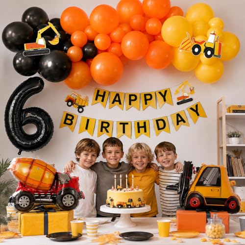 Image of Construction Theme Birthday Party Supplies, Pack of 39 pcs for Kids