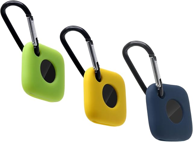 3 PCS Silicone Cover for Tile Mate(2022),Compatible for Tile Mate Tracker Protective Case,Wireless Anti-Lost Locator Finder Shock Resistant Protective Cover with Carabiner(Green+Yellow+Dark Blue)