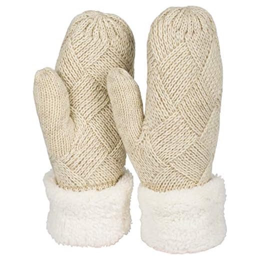 styleBREAKER Damer varma vinterstickade vantar, handskar med rombmönster, termofleece, stickade handskar 09010031, Beige, En Storlek