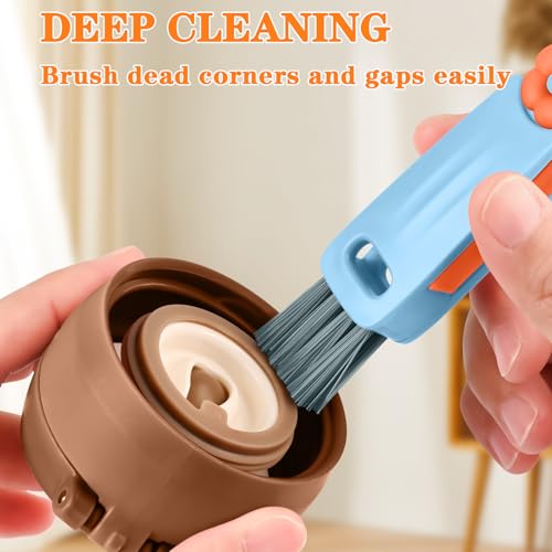 Image of Vanjua 3 in 1 Cup Lid Gap Cleaning Brush Set, Multifunctional Bottle Cleaning Brush, Cup Lid Gap Cleaner, Home Kitchen Crevice Brush Tools (3 Pack)
