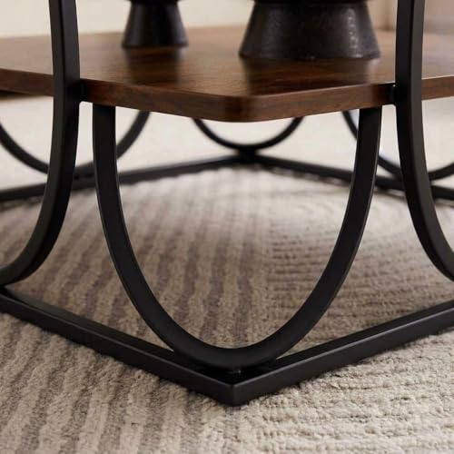 Image of EDEUEQUE Modern Center Table Coffee Table Sofa Side Table for Living Room Cocktail Table End Table with Storage Wooden Tabletop-Marble Print with Metal Frame (Black Brown)