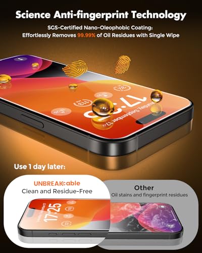 Image of UNBREAKcable for iPhone 15 Screen Protector [Quick-Installation Box] 3-Pack 9H+ Hardness Shatterproof Tempered Glass [99.99% HD Clear] [Case Friendly] [Bubble Free] for iPhone 15 6.1 inch