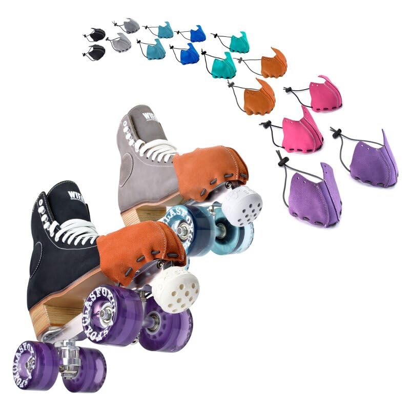 WIFA - Roller Skate Protective Caps - Leather Toe Caps, Guard Protectors w/Rubber Drawstring, Roller Skates, Derby - Orange