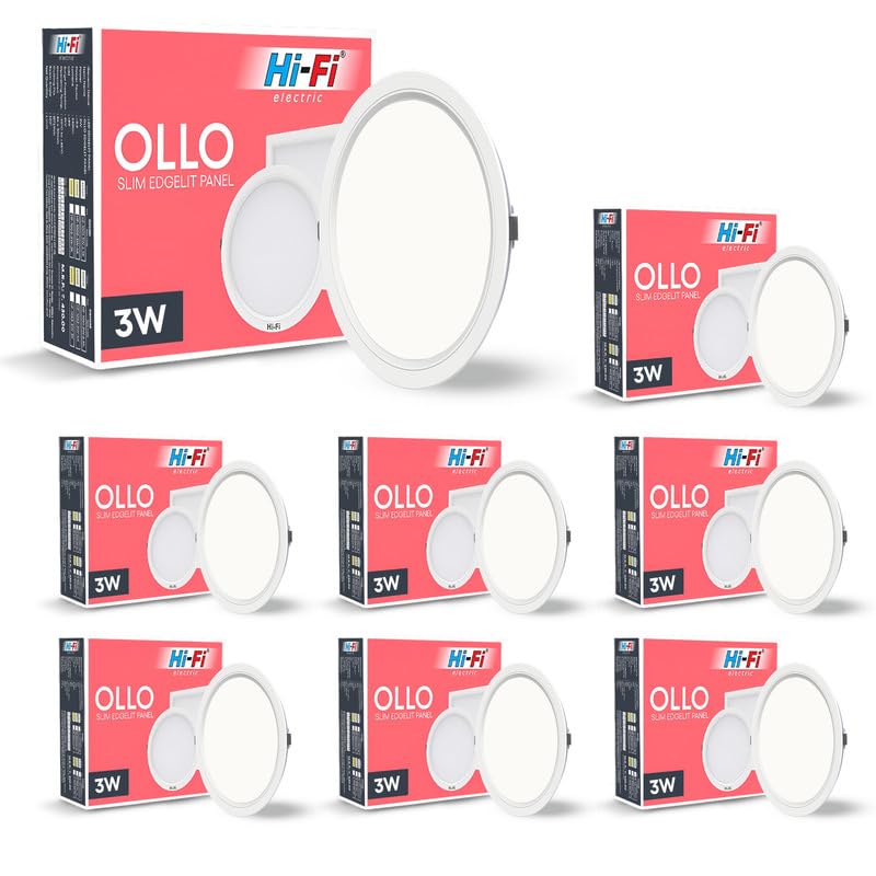 Image of Hi-Fi OLLO Polycarbonate 3-Watt Round Led Downlighter| Recessed Led Downlight|Led Ceiling Light for Home and Hall|Cut Out: 68 mm, Color: Natural White (4000K) Pack of 8