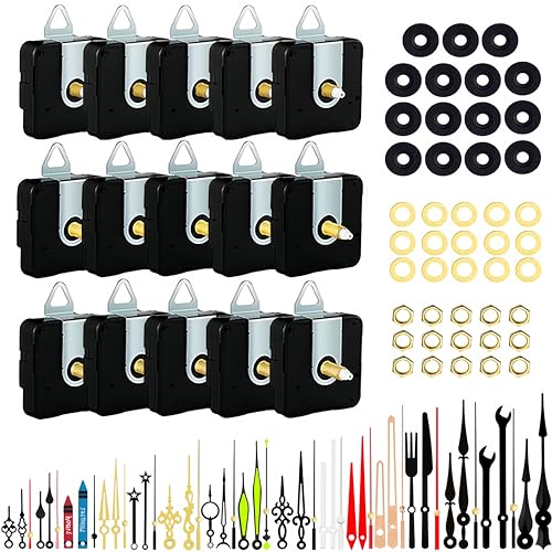 15 Packs Clock Mechanism Replacement Kit with 16 Pairs Clock