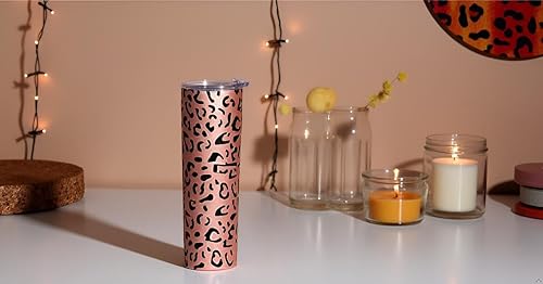 Miniatura 5 de PRAGDUCT Vaso de leopardo de 20 onzas, estampado de guepardo, regalos para mujeres, tazas de café con tapa con estampado de leopardo, tazas de café