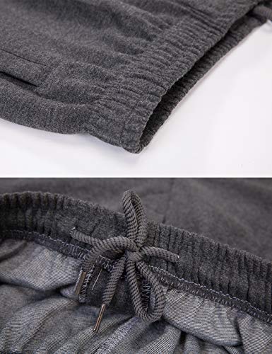 Locachy Men's Casual Cotton Jogger Sweatpant Elastic Waist Drawstring Zipper Front Straight Leg Athletic Pants #3 Regular A-Dark Grey M #TOP4