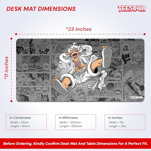 TEESOWN One Piece Monkey D. Luffy Anime Mouse Pad for Laptop Desktop PC Gaming Desk Mat Rubber Base Desk Pad (L) - Image 2