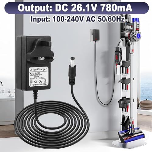 26.1V Charger for Dyson V8 V7 V6 SV11 SV10 SV09 SV07 DC58 DC59 214730-01 205720-02 965875-07 967813-02 Cordless Handheld Vacuum Cleaner Battery Adapter Cord Replacement (780mA) - Image 2