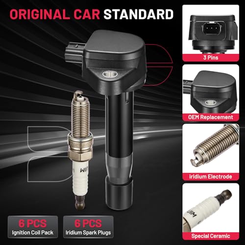 Image of BDFHYK Ignition Coil UF603 and Spark Plug 97390 for Honda Accord 2008-2012