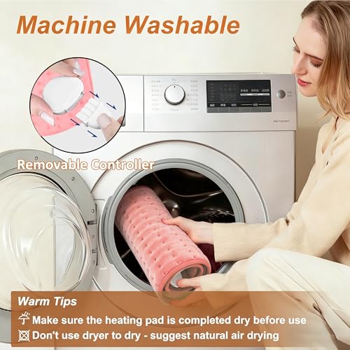 Image of Electric Heating pad for Back Neck Shoulder Knee Arms Legs- Electric Heat Pads with 6 Heat Settings & Auto Shut Off &Dry /Moist Heat Heating Pad for Birthday Mother Father Girl Men Women, BabyPink