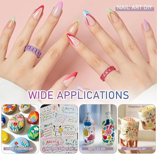 Image of KHOLAD Nail Art Marker Pens for Kids - 12 Colors | 0.5mm Ultra Fine Tip | Quick Dry Waterproof Nail Polish Pens | DIY Nail Art Kit for Girls, Women & Beginners | Graffiti Nail Painting Set (12 Colors - 0.5mm SS Tip)