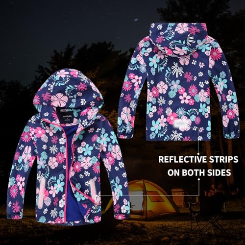 Image of MGEOY Boys Girls Rain Jacket Lightweight Waterproof Hooded Fleece Lined Raincoat Windbreakers for Kids