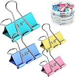 【 2022 Upgrade】Vannise Binder Clips, Colored Binder Clips Assorted Sizes, Large Binder Clips 1.6”, Medium binder clips 1.25”, Small Binder Clips 1”, Larger Paper Clamps for Office,School,Home