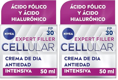 NIVEA Cellular Expert Filler - Crema de Día FP30 - Antiarrugas - Efecto Rellenador 24h - Con Ácido Hialurónico y Ácido Fólico - Crema Antiedad - Protección Solar - Todo Tipo de Pieles - 50 ml