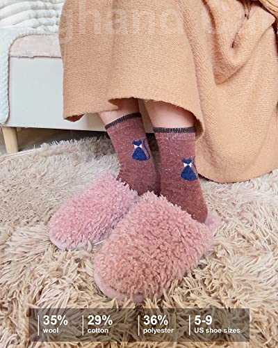 Image of IIG Cute Warm Wool Socks for Women Super Cozy Thick Crew Winter Socks Gifts, 5 Pairs