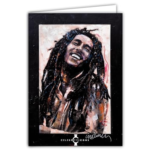 IETSCPXL-19777 MAXI GRANDE CARTE XL 22x31cm Bob Chanteur Reggae Jamaïcain CELEBRITY ICONS Sidney Maurer LICENCE OFFICIELLE - Intérieur 44x31cm Avec Enveloppe - Cadeau Anniversaire à encadrer