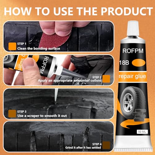 Image of 3.52 Oz Tire Repair Glue Rubber Cement Sidewall Tire Repair Kit for Motorcycle, Bike, Car, Off-Road, Truck, Tractor