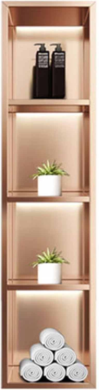 MYUYEE Recessed Bathroom Partition Shower Shelf, Niche Single Recessed Shower Shelf, Stainless Steel Niche (Metallic 29X120X12.5Cm)