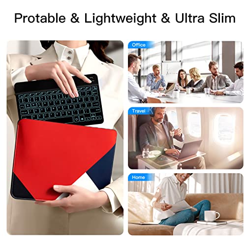 Image of XIWMIX Ultra-Slim Wireless Bluetooth Keyboard - 7 Colors Backlit Universal Rechargeable Keyboard Compatible with iPad Pro /iPad Air /iPad 9.7 /iPad 10.2 /iPad Mini and Other iOS Android Windows Devices