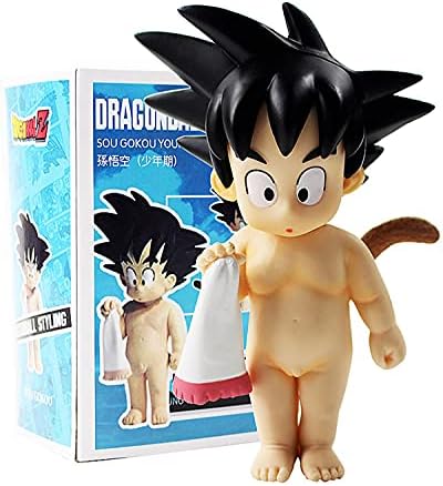 3.94 Inch Anime DBZ Son Goku Childhood with Bath Towel PVC Action Figure Cartoon Kawaii Mini Model Toy Kids Gift Brinquedos