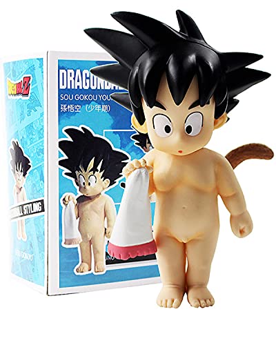 3.94 Inch Anime Dbz Son Goku Childhood With Bath Towel Pvc Action Figure Cartoon Kawaii Mini Model Toy Kids Gift Brinquedos #TOP3