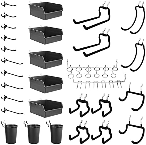 VEVOR Pegboard Combination Kit 11in X 11in Plastic Pegboard 4 Panels Peg Board Wall Organizer Kit With Accessories For Garage Tool Storage Kitchen Living Room Craft Room Office Bathroom Home Black In - View #9