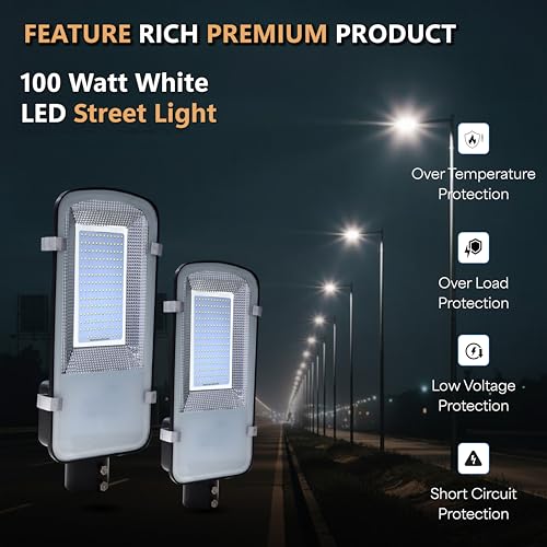 Image of Forus 100W LED Street Light with Clamp, IP66 Waterproof Outdoor LED Street Light, High Lumen 12000lm White, Aluminium Body for Road, Parking Lot, Garden & Industrial Outdoor Lighting (1 Pc)