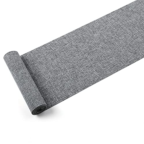 Linen Table Runner Natural For Dining Table - 100% Pure 72X14 Inches Woven Table Runner Cotton Fabric Hemstitch Burlap Linen Table Runner - Grey #TOP4