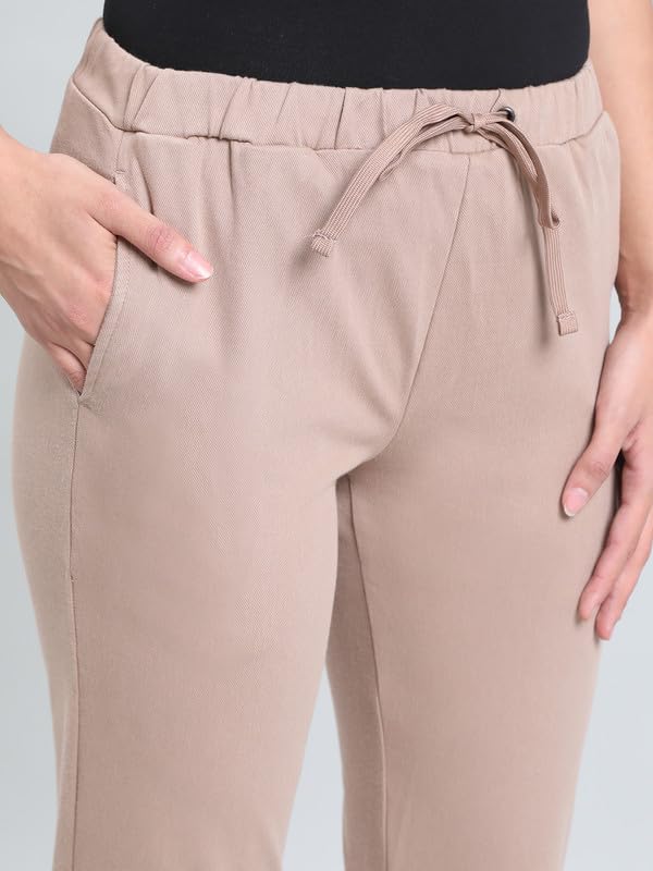 Image of GO COLORS Soft Cotton Blend Joggers Ankle Length for Women| Breathable, Mid Rise