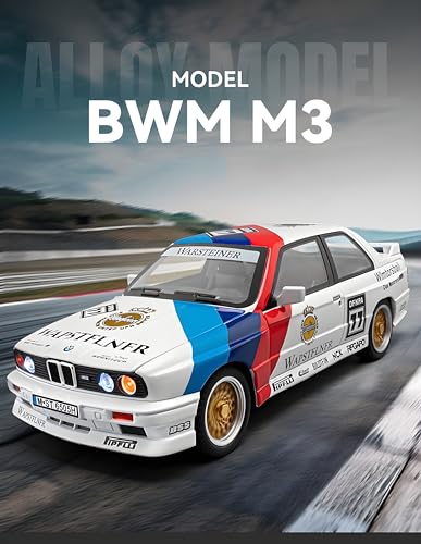 Image of B.M.W M3 1988 E30 DTM Flower Edition 1:24 Diecast Metal Car-Openable Doors,Sound&Light,Pull Back Action,Collectible Toy Car for Kids& Collector Realistic Model White