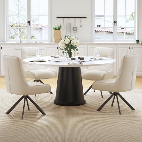 Ckaff Chaises Pivotante Salle à Manger à 360° Lot de 4, Chaises Fauteuil Salle à Manger, Chaise de Cuisine Rembourrées en Tissu Chenille pour Chambre à Coucher...