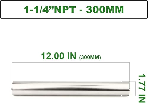 Miniatura 771 de TAISHER 2 accesorios de tubería de acero inoxidable, 1/2 "NPT x 1/2" NPT macho roscado, tubo fundido de pezón de 6 pulgadas de longitud 1.969 in