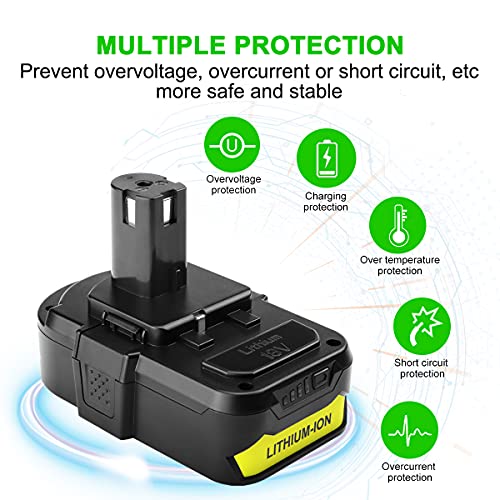 Image of energup 2-Pack P102 Replacement for Ryobi 18V Batteries P108 P104 P105 P102 P103 P122 P109