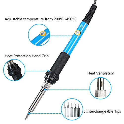 Ajcoflt 20pcs kit de ferro de solda eletrônica com ferramentas de reparo eletrônico de temperatura a