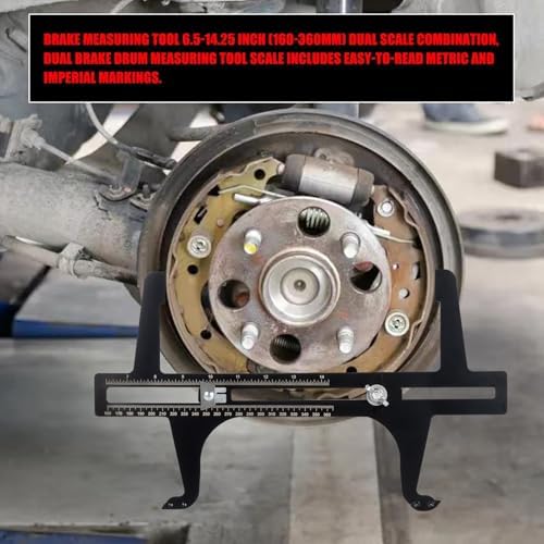 Garosa Brake Resetting Gauge, Double Scale Combination Brake Drum Measuring Tool, for Vintage Rear Brakes with Carbon Steel Material, 6.5 to 14.25in Range