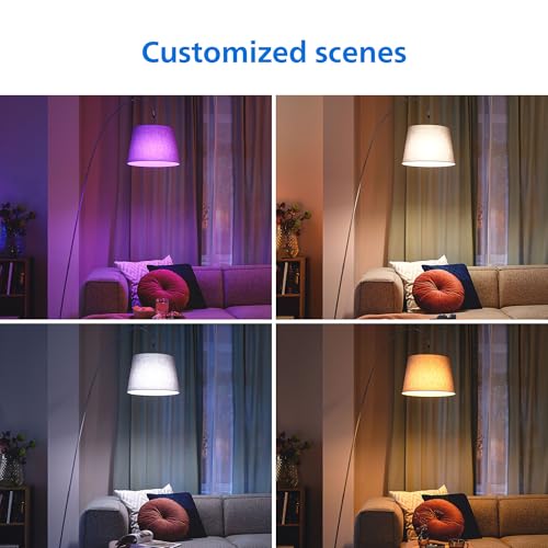 PHILIPS Smart LED Full Color Light Bulb 4-Pack, A19 60W 800LM E26 Indoor, Sunset to Sunrise Automation + Motion Detection + Control with Voice or App, Matter Compatible by PHILIPS - Used condition - Image 9