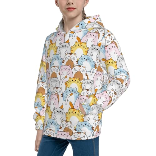 Cute Colorful Cat Cartoon Kid Hoodies Boys Sweatshirts Girls Pullover with Pocket2