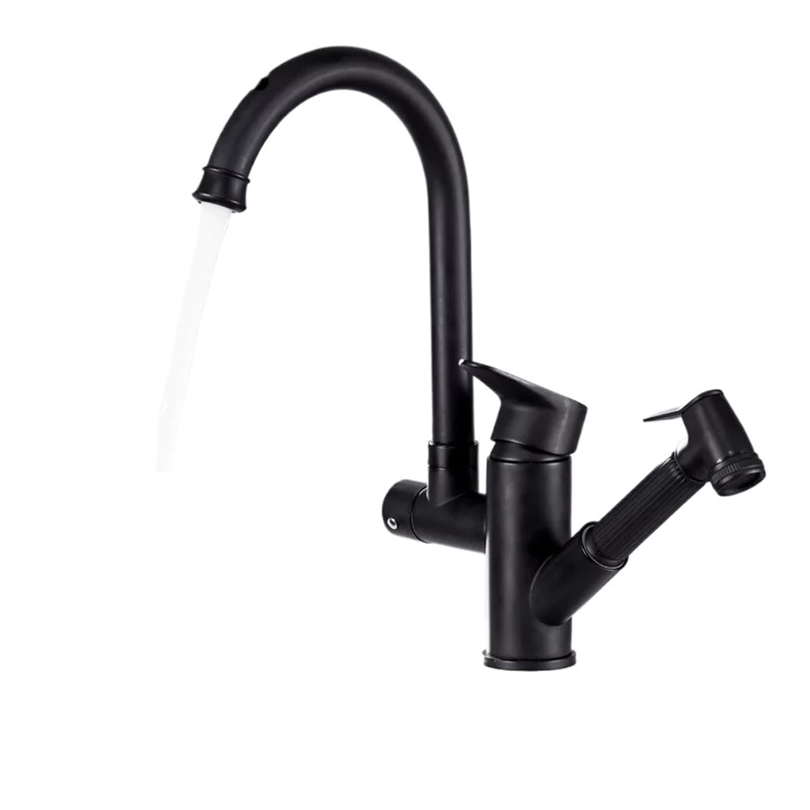 Mélangeur d'évier de cuisine double fonction avec douchette extractible noire