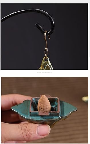 Miniatura 3 de Licwrocca Quemador de incienso colgante de cerámica con gancho, soporte de incienso para conos huecos de reflujo para decoración del hogar (montaña)