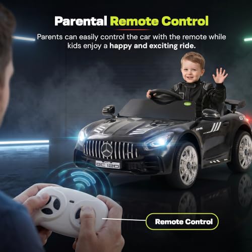 Image of Baybee Spyder Battery Operated Car for Kids | Electric Ride On with Parental Control, LED Lights & Music | Rechargeable Kids Car with Bluetooth & USB | RideOn for Kid 1-5 Years (Black)
