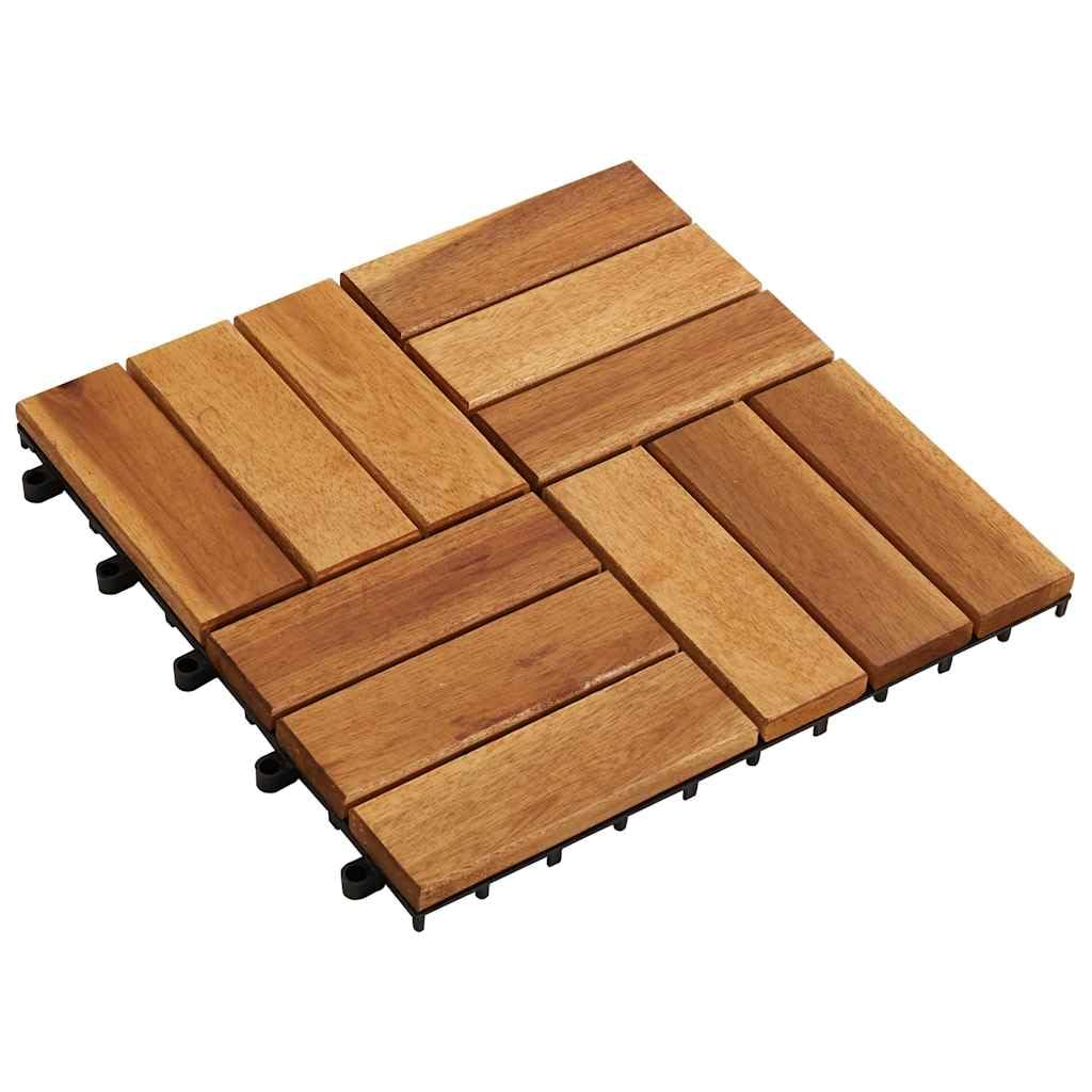 Vidaxl 10 Pcs Acacia Wood Decking Tiles - 30X30 Cm Interlocking Decking Tiles For Garden, Terrace, Balcony - Hardwood Patio Tilings With Non-Skid Pattern