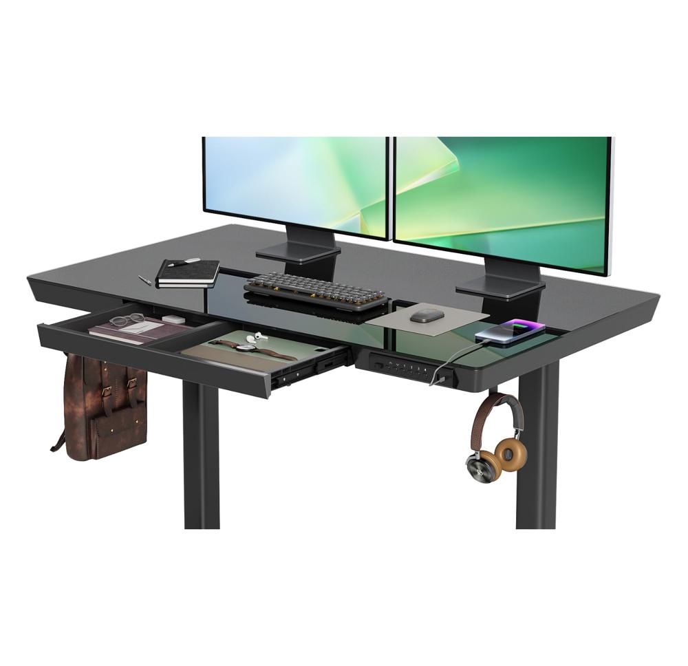 Amazon.com: Claiks Glass Standing Desk with Drawers, 48×24 Inch