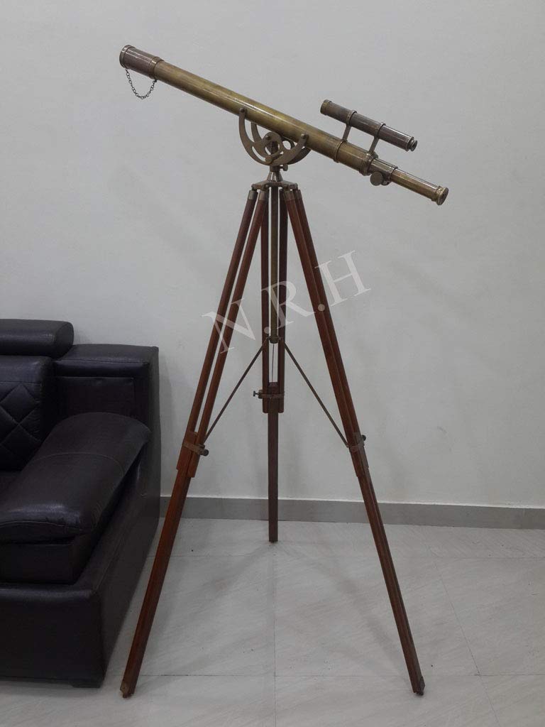 Nautical Harbor Master Antique Brown Tube Spyglass Telescope with Tripod Stand Replica