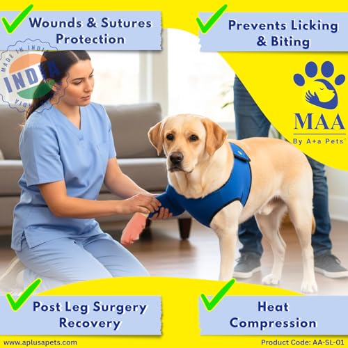 Image of A+a Pets' MAA' Dog Recovery Sleeves for Front Legs | Wound Protection & Healing, Anti Lick, Joint Support, Heat Compression | Waterproof (Size1)