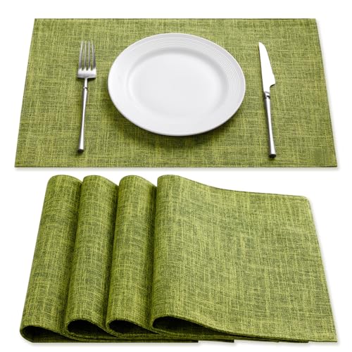 Romanstile ランチョンマット 学校用 布製 二層生地縫製 おしゃれ 携帯に便利 滑り止め 断熱 北欧 厚手 お手入れ簡単 丸洗い 収納可 家庭用 食堂 幼稚園 レストラン ホテル キッチン ピクニック プレースマット 30x46cm 4枚セット