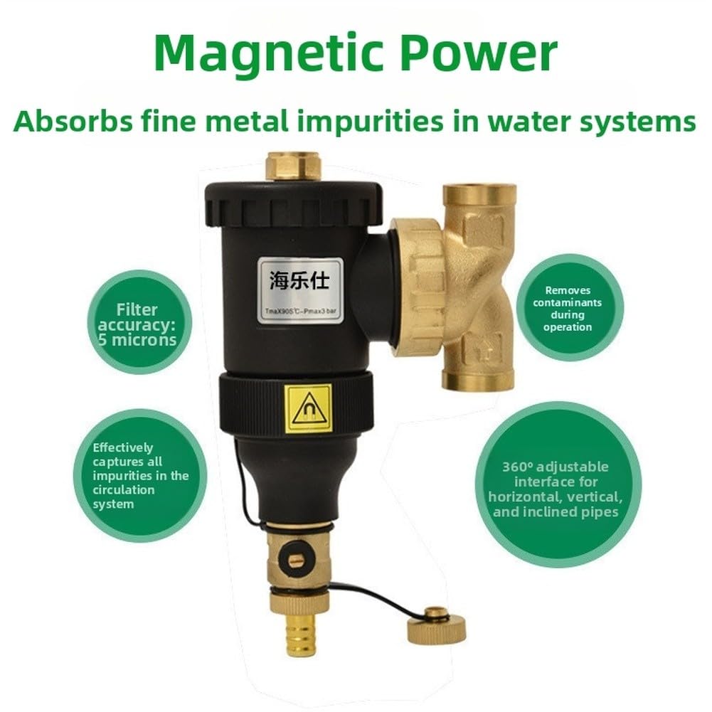Magnetico per filtro acqua per sistemi di riscaldamento a pavimento pre-filtro, attacco filettato DN202532, maglia in acciaio inox, 01-016 MPa, 0-75